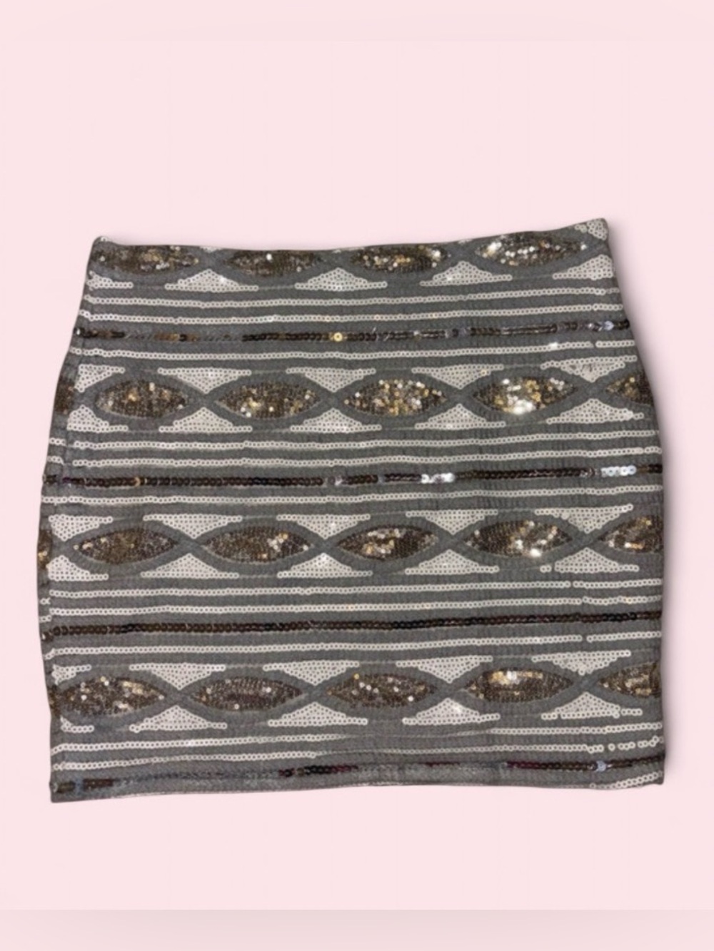 Y2K AGACI Sequined Gray & Silver Mini Skirt
